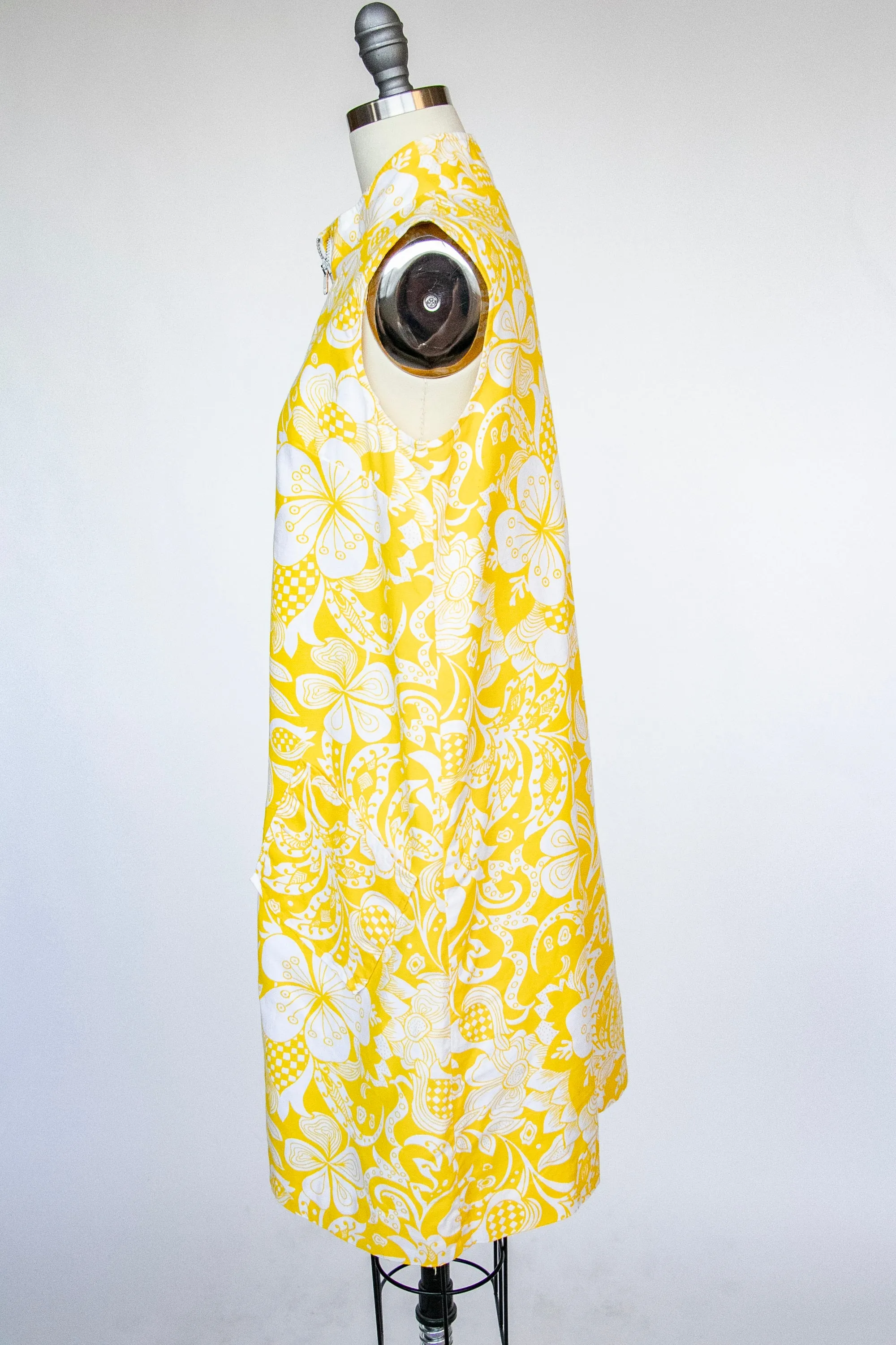 1960s Dress Cotton Floral Printed Shift S