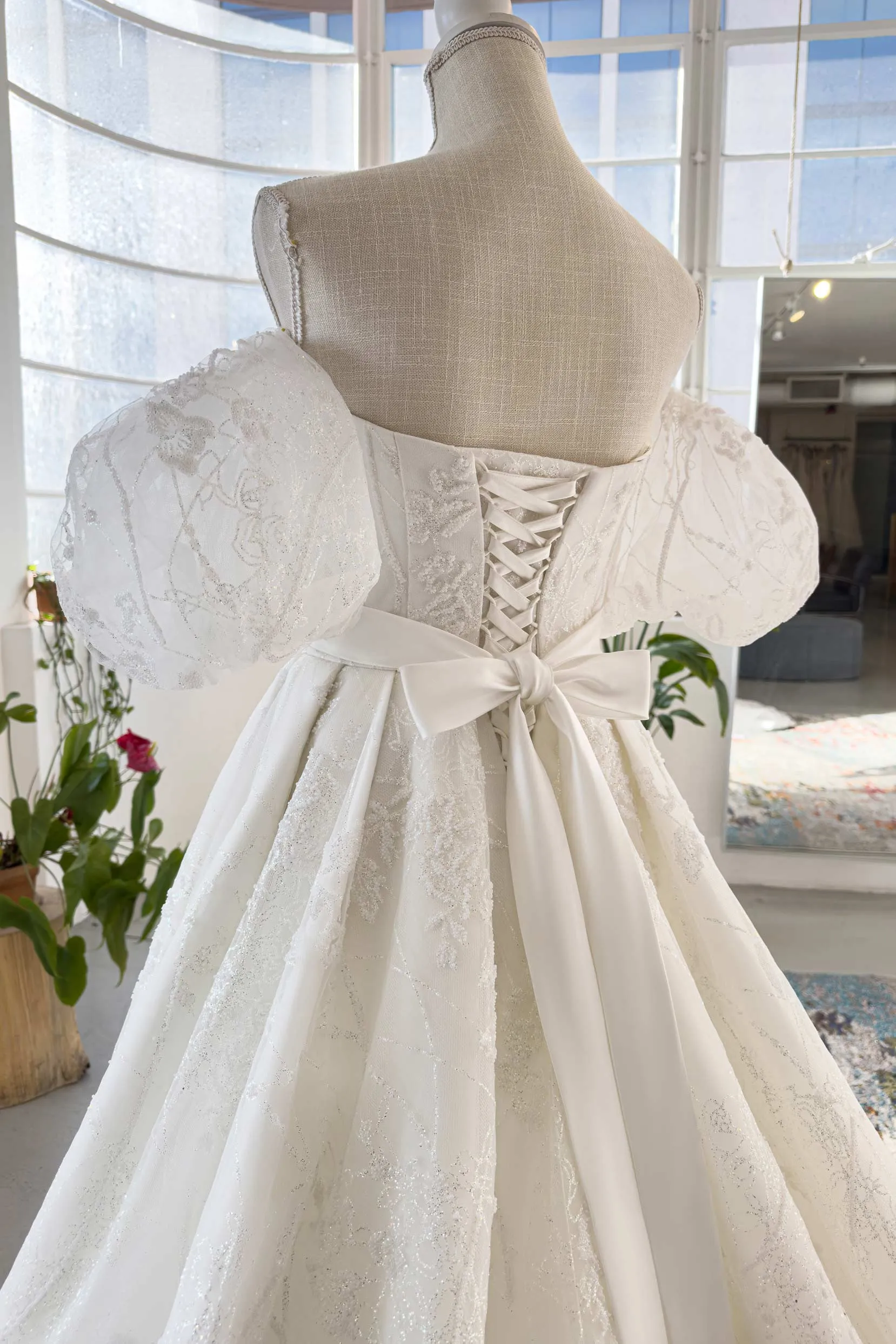 A-Line Chapel Train  Lace Tulle Wedding Dress CW2986