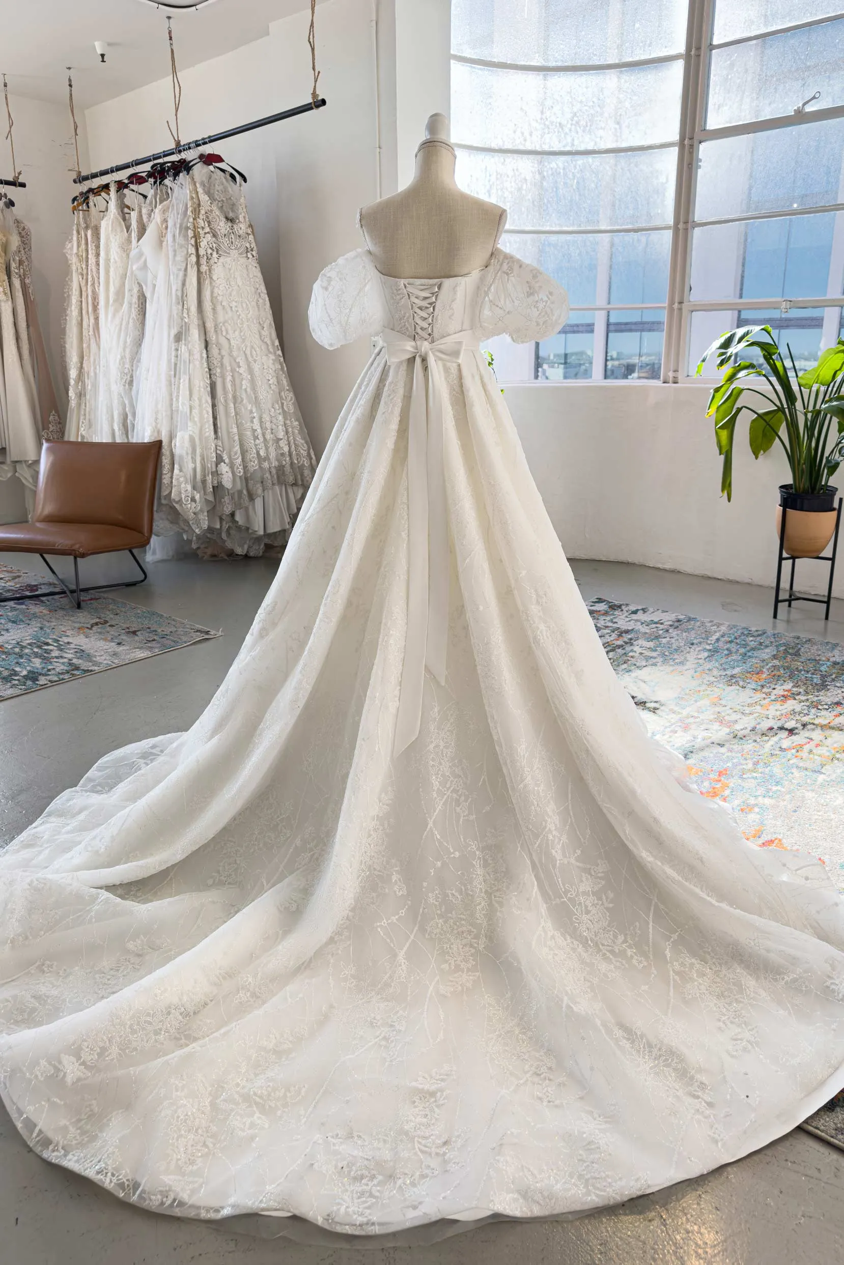 A-Line Chapel Train  Lace Tulle Wedding Dress CW2986