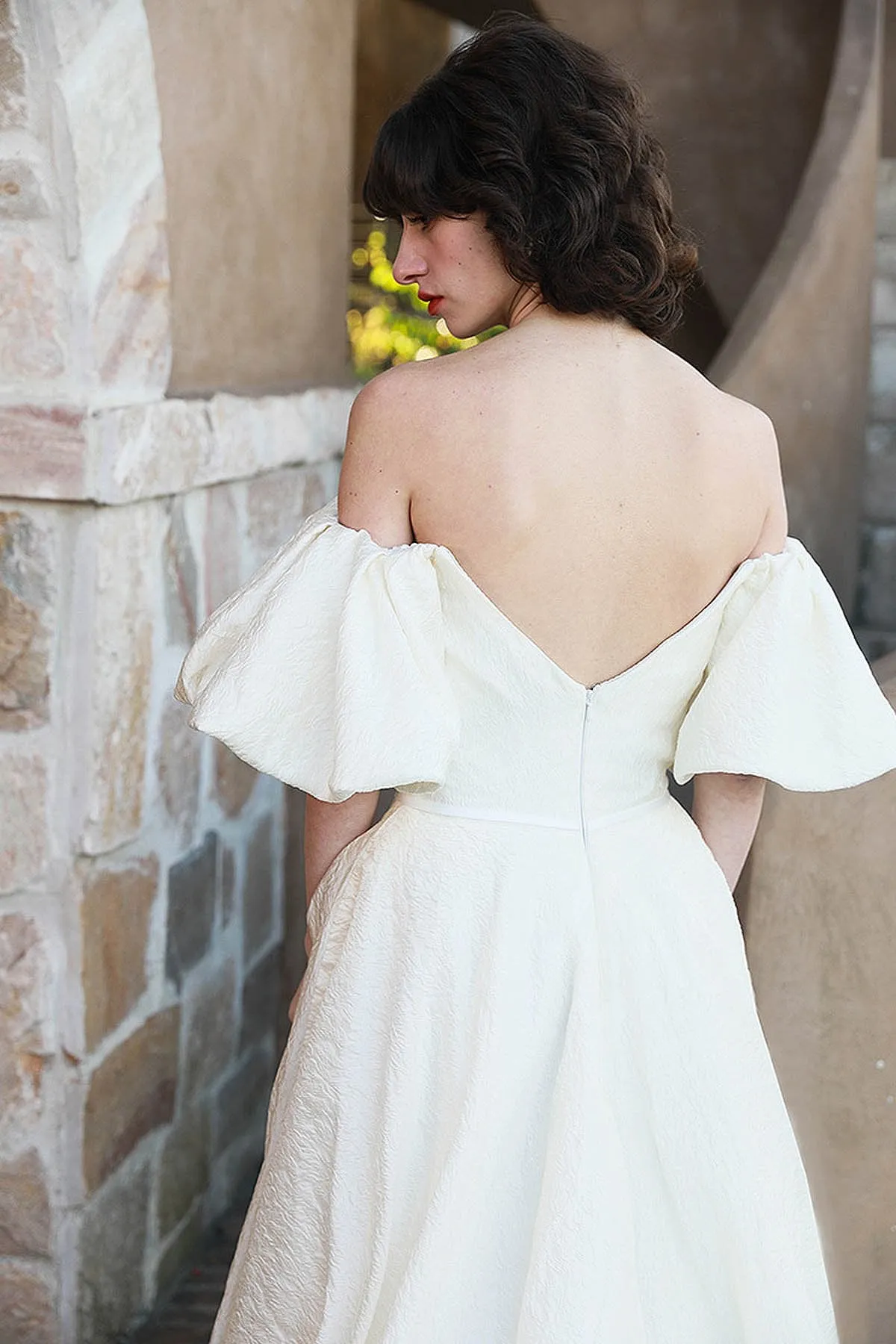A-Line Sweep-Brush Train Satin Wedding Dress CW3040