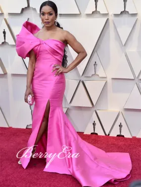 Angela Bassett-Inspired Pink Satin Prom Dresses | Latest Celebrity Fashion Collection