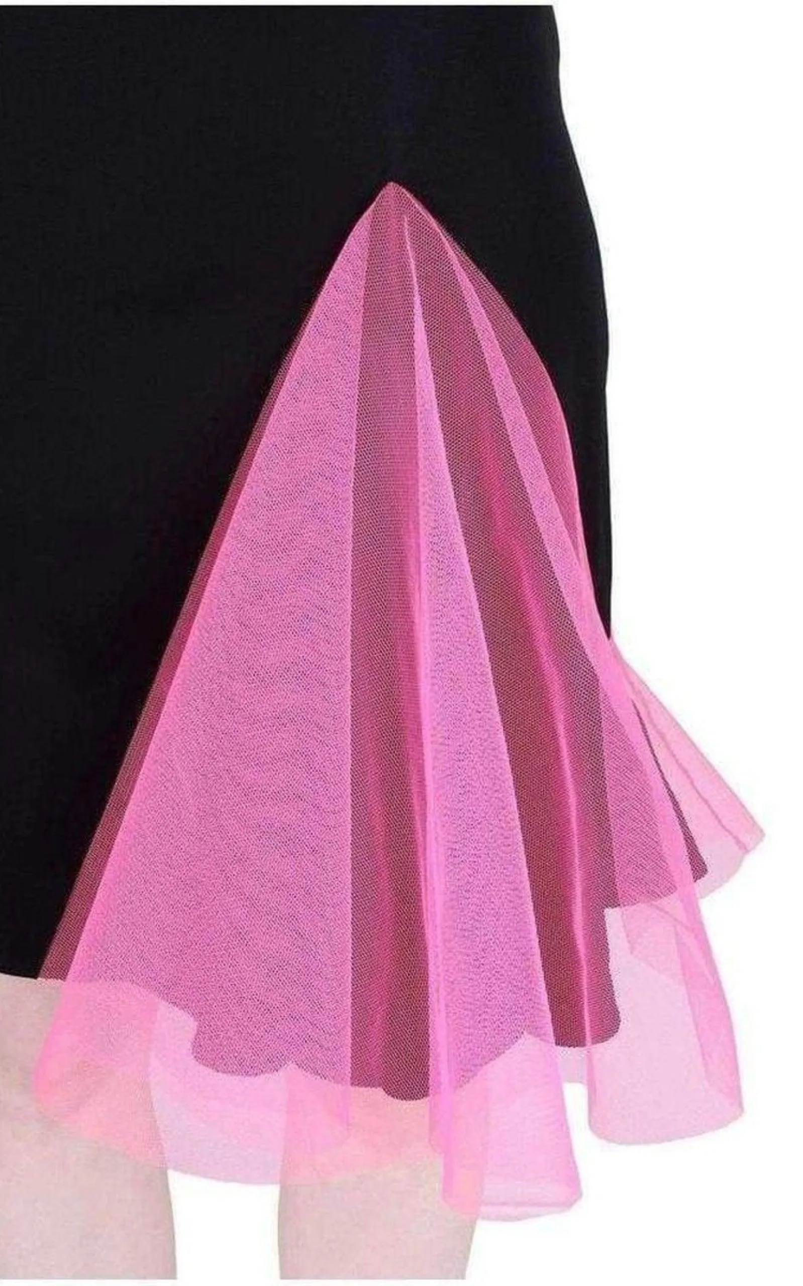 Black Strappy Dress With Neon Pink Godets