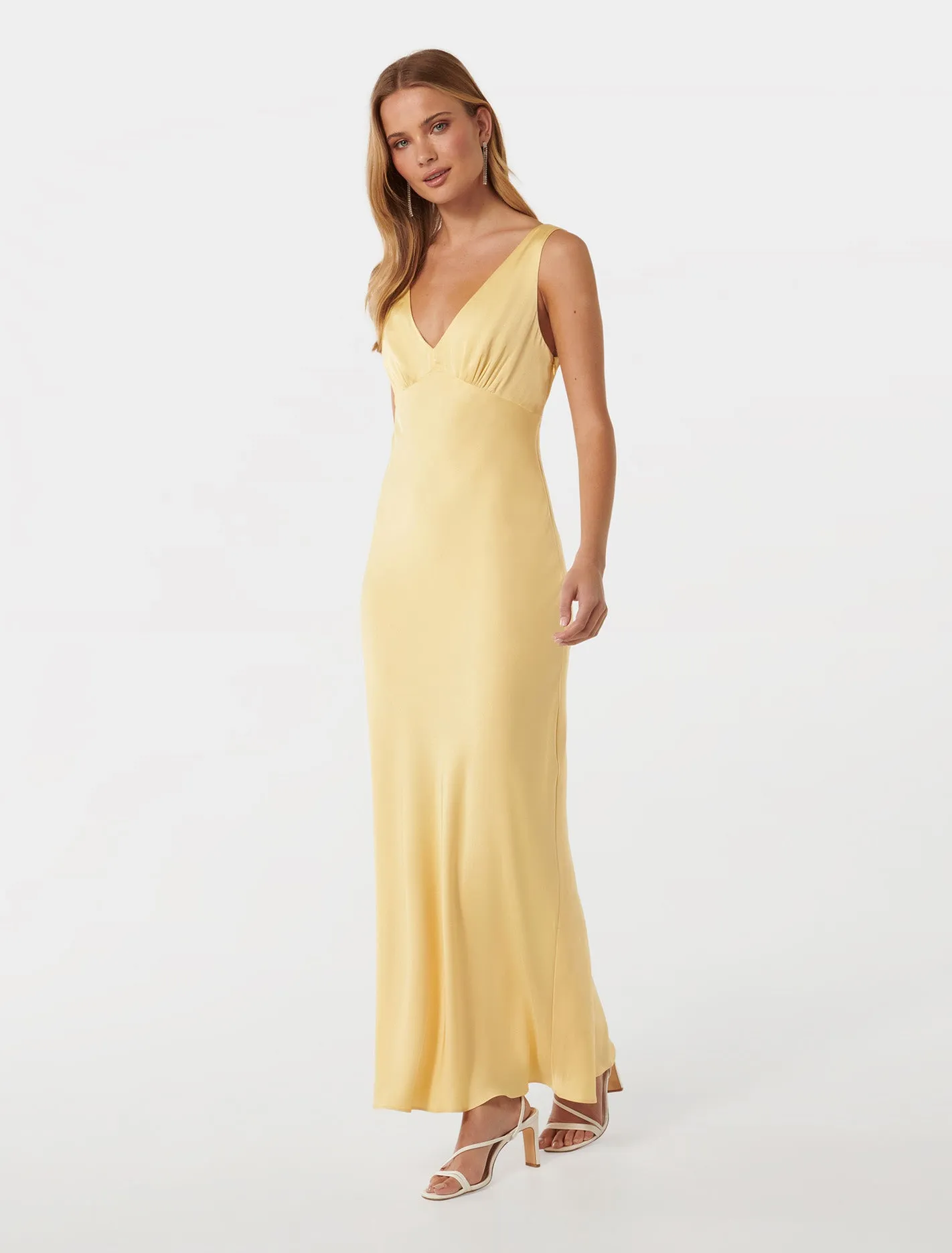 Elevate your wardrobe with the Elegant Cameron V-Neck Satin Maxi Evening Dress.