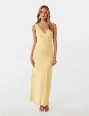 Elevate your wardrobe with the Elegant Cameron V-Neck Satin Maxi Evening Dress.