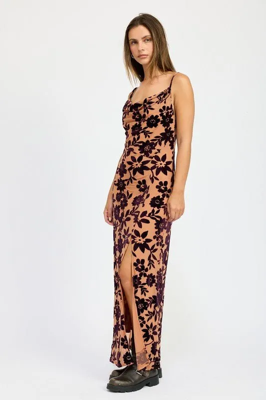 Floral Cowl Neck Maxi Dress