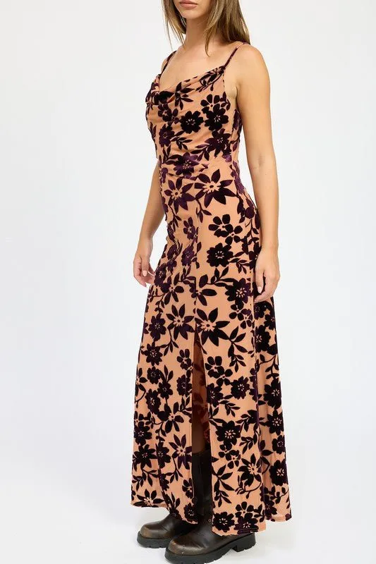 Floral Cowl Neck Maxi Dress