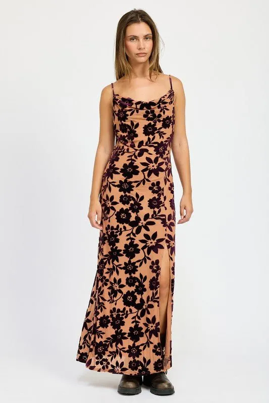 Floral Cowl Neck Maxi Dress