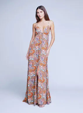 Stefani Dress - Light Blue Multi Vintage Paisley - Optimize the title of this e-commerce product and return it to English, requiring modifiers.