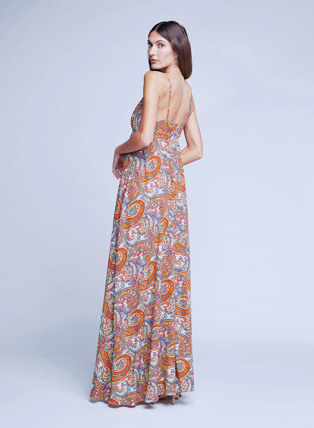 Stefani Dress - Light Blue Multi Vintage Paisley - Optimize the title of this e-commerce product and return it to English, requiring modifiers.