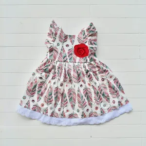 Periwinkle Dress in Vivid Feathers White Print